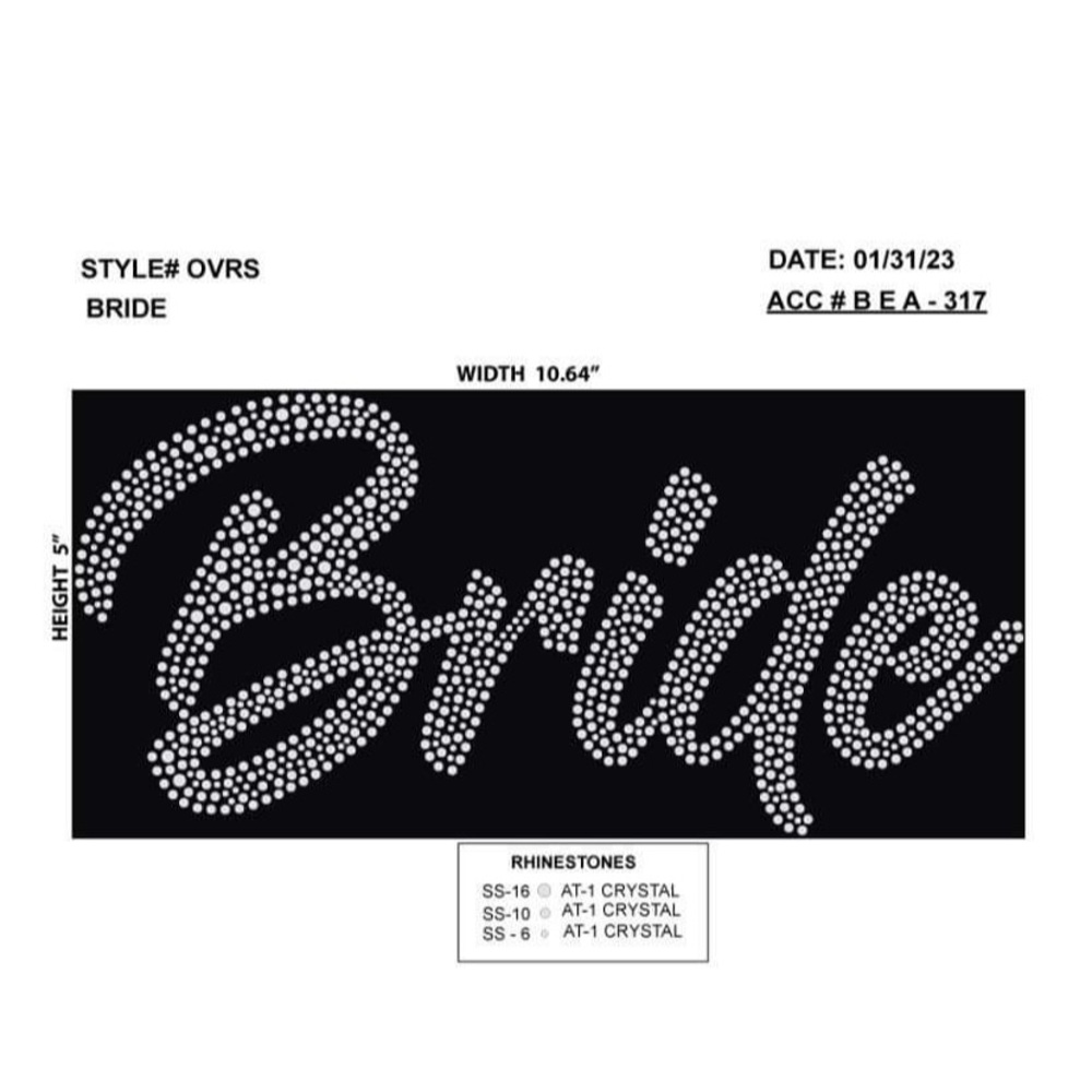 Rhinestone BRIDE transfer